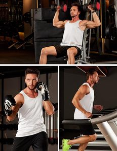 Men's <b>White</b> Cotton <b>Tank</b> <b>Top</b> O-Neck Knitted Solid Color Breathable Casual Muscle Fit <b>Tank</b> <b>Top</b> - Product Image 4