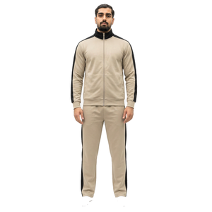 Survêtement Homme Vert Olive Bicolore Réversible Écologique 100% Polyester Streetwear Lourd Manches Longues Col Montant - Product Image 1