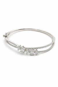 925 Sterling Silver Moissanite <b>Bangle</b> <b>Bracelet</b> For Women| Prong Setting |Octagon Square Round Gemstone| Dainty Jewelry Wholesale - Product Image 4