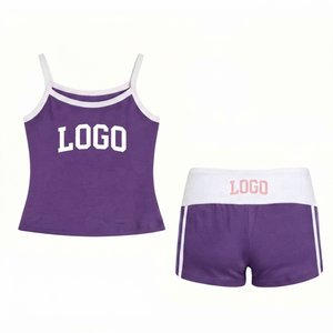 Customizable Brand Logo Printing Sleeveless Tank Top And High Waist Body Con Breathable Outfits Women Summer <b>Set</b> - Product Image 5