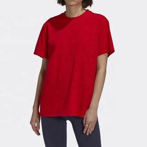 Camiseta de Cuello Redondo Rosa Extra Grande para Mujer, Manga Corta, Color Sólido, Corte Holgado, Algodón Jersey, Transpirable, Ropa Casual de Primavera/Verano - Product Image 6