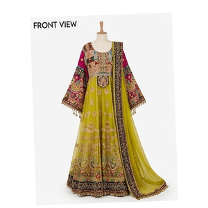 Tribal Ethnic Vintage Salwar Kameez Afghan Kuchi Traditional Multi Color Aghani Embroidered Bridal Cotton Afghan Kuchi <b>Dress</b> - Product Image 1