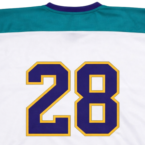 Camiseta de Hockey sobre Hielo Sublimada Personalizada en Blanco, Verde Azulado y Morado, Uniforme de Hockey Profesional con Nombre del Equipo, Camiseta Deportiva Transpirable para Hombre - Product Image 6