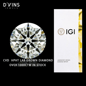 เพชรปลูกในห้องปฏิบัติการ D'vins Jewels ขายส่ง ขนาด 1 กะรัต 2 กะรัต 3 กะรัต 4 กะรัต 5 กะรัต รูปทรงกลมเจียระไนแบบบริลเลียนท์ สี D - Product Image 1