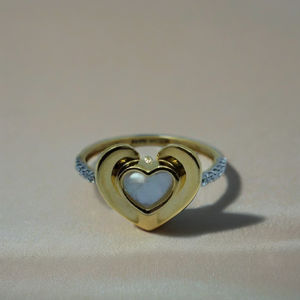 แหวนทองคำ 22K ดีไซน์รูปหัวใจประดับเพชร แหวนนิ้วดีไซน์เก๋สำหรับผู้หญิง เครื่องประดับทันสมัยสำหรับใส่ในชีวิตประจำวัน - Product Image 4