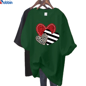 Camiseta de Mujer a Precio Económico con Logotipo Personalizado al por Mayor, Camisetas de Mujer Extra Grandes con Estampado de Amor de Verano, Cuello Redondo Holgado, Top de Mujer - Product Image 5
