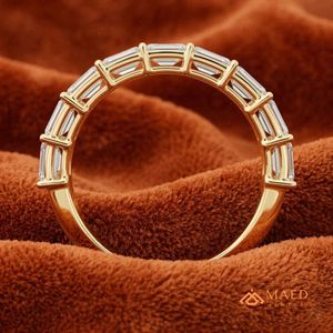 Anillo de Diamantes Moissanite con Corte Esmeralda Chapado en Oro de 18K, Anillo de Eternidad para Boda, Joyería Fina para Mujer, EE. UU. - Product Image 4