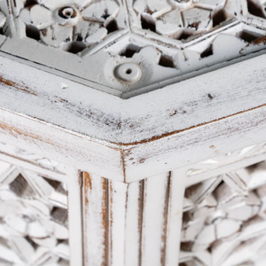 Table basse extensible convertible en bois massif, style classique moderne de luxe, personnalisée par Kusum Art, pour salon, finition blanche. - Product Image 2