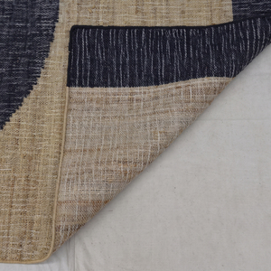 Alfombra de Lana con Patrón de Círculos en Beige Natural y Negro, Ecológica, Antideslizante, Hecha a Mano, de Pelo Grueso, Estilo Minimalista, Geométrico y Abstracto - Product Image 5