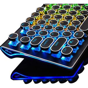 108-Key Retro Mechanical Gaming <b>Keyboard</b> Wired <b>RGB</b> Backlit Sidelight with Detachable Wrist Rest Typewriter Style <b>Keyboard</b> - Product Image 3
