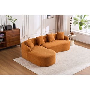 Divano a 3 Posti LingYu022 in Memory Foam Arancione, Seduta Profonda, Design Moderno, Facile da Trasportare, Senza Installazione, per Soggiorno - Product Image 3