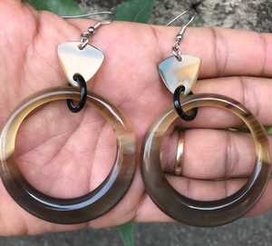 <b>Cow</b> and Buffalo Horn Handmade Eco-Friendly Natural Shape Modern Wedding Earrings From Uttar Pradesh MN EXPORTS - Product Image 1
