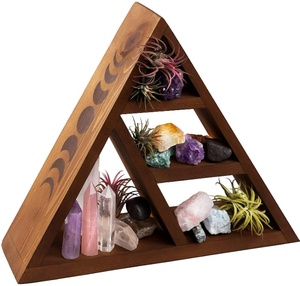 High Quality Huikang Three-layer Wooden Moon Wall Hanger for Living Room Decoration Non-folding Storage Rack for Living Room - Product Image 1