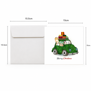 Tarjeta de quilling al por mayor, diseño temático de viaje familiar navideño, tarjeta de felicitación hecha a mano personalizada, tarjeta de Navidad OEM/ODM para deseos - Product Image 2