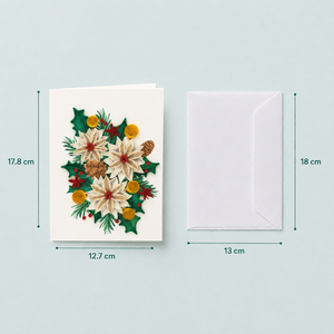 Carte de vœux artisanale personnalisée en quilling floral Poinsettia de Noël, vente en gros, fabricant de cartes cadeaux en papier, ODM/OEM numérique - Product Image 2