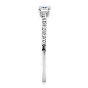 Bague de Fiançailles, d'Anniversaire, de Mariage ou de Promesse en Or 14K avec Cinq Diamants de Laboratoire à Taille Brillante Courbe, Plaqué Rhodium, Certifiée IGI - Product Image 2