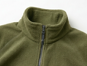 Veste en polaire vert olive pour homme, fermeture éclair intégrale, col montant, décontractée, respirante, en polyester tricoté, pour l'automne, coupe classique - Product Image 3