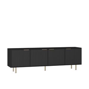 Mobile TV Moderno Nero da 68 Pollici, Centro Intrattenimento Scanalato con Prese Elettriche, Ante Contenitore e Mobile Multimediale per TV da 55+ Pollici - Product Image 6