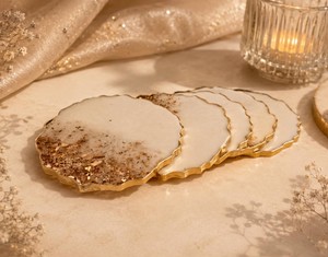 Resin <b>Coaster</b> <b>Set</b> with Personalized Patterns, Heat Resistant Waterproof Drink Mats for Coffee Cups Tea Mugs - Product Image 3
