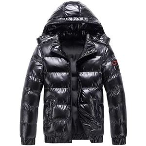 Chaquetas de plumón cálidas para invierno, abrigos gruesos a prueba de viento para exteriores, chaqueta acolchada para hombre con capucha y cremallera, con logo personalizado. - Product Image 3