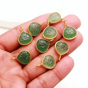 Pendentif en forme de fleur de quartz vert fraise AAA, charme en argent sterling 925, pierre précieuse sculptée à la main, pendentif en forme de cœur pour la fabrication de bijoux, 12 mm - Product Image 5