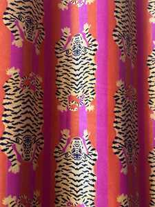 Hot Pink Orange Striped Velvet Tiger Curtains Maximalist Eclectic Drapes Kitsch Jungle Home Decor Custom Size 100% cotton - Product Image 5