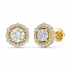 Pendientes de Diamante Cultivado en Laboratorio con Corte Ovalado Certificado por IGI, con Halo de Diamantes Redondos en Oro de 10K, 14K, 18K, Plata 925 y 935 - Product Image 2