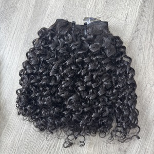 Pixie Curl Color negro Vietnamita Precio Extensiones de cabello humano Trama recta natural Cabello ondulado - Product Image 1