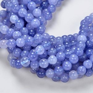 Piedras preciosas de ángel natural, color azul aguamarina, cuentas sueltas redondas, pulidas y lisas, para la fabricación de joyería, venta al por mayor. - Product Image 3