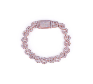 Rose Gold Plated Chain Link <b>Bracelet</b> With Pave <b>Crystal</b> Rhinestones Trendy Unisex Jewelry Gift - Product Image 1