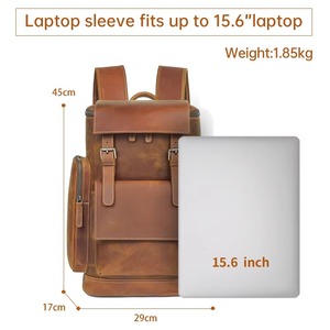 Signature Vintage Leather <b>Backpack</b> <b>Waterproof</b> Anti-Theft Laptop Rucksack Genuine Leather Craft LBP-0433 - Product Image 5