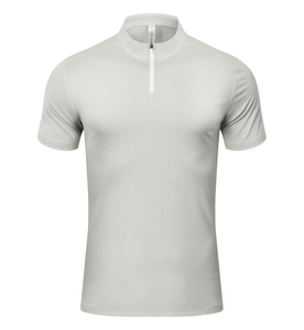 Chemise à col roulé à demi-zip en coton personnalisée de haute qualité, à manches courtes, en tissu respirant, impression numérique pour hommes - Product Image 2