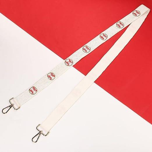 Sangle de sac légère faite à la main avec perles d'imitation, motif de couture rouge style baseball, réglable, pour épaule ou bandoulière, de remplacement - Product Image 2