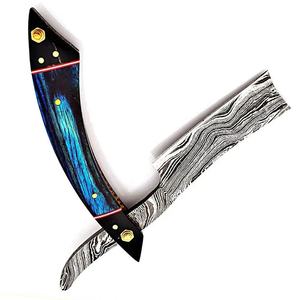 มีดโกนเหล็กดามัสกัสแบบดั้งเดิมทำมือ Jexmoo สำหรับช่างตัดผม พร้อมปลอกหนัง ของขวัญสำหรับเพื่อนเจ้าบ่าว - Product Image 5