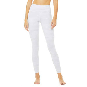 <b>White</b> High Waist Full Length <b>Leggings</b> Knitted Stretch Seamless Solid Basic Style All Seasons Spandex Nylon - Product Image 1