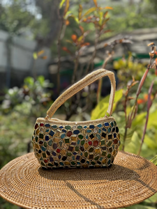 Luxury Beaded Clutch Embroidery Handcrafted Lightweight Designer Shoulder Handbag Women Polyester Zipper Fashion SANGRAJ - Product Image 2