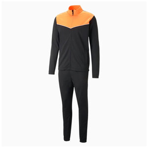 Conjunto Deportivo Premium para Hombre, Estilo Jogging, Color Sólido |   Chándal Solar Naranja Obsidiana Negro con Paneles en V |   Conjunto Deportivo con Cierre de Cremallera - Product Image 1
