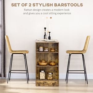 Set di 2 Eleganti e Resistenti Sgabelli da Bancone in Rattan con Struttura in Acciaio e Poggiapiedi, Arredamento per Cucina - Product Image 4