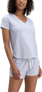 High Stretchable Short Sleeve Women's Casual & loungewear <b>Twin</b> <b>Set</b> Good Quality V-Neck Short Sleeve T-Shirts & Shorts <b>Sets</b> - Product Image 5