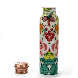 Botella de Cobre Puro con Base Blanca y Diseño Único con Estampado Natural, Compre Directamente del Proveedor a Precio de Mayoreo - Product Image 1