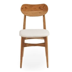 Chaise de salle à manger en bois avec siège rembourré en tissu et pieds en bois massif pour la maison, chaise de salle à manger confortable - Product Image 2