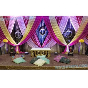 Muslim Wedding Sangeet Decor Backdrop Curtains Peacock Theme Backdrop for Sangeet Night Backdrops <b>Decoration</b> for Sangeet Stage - Product Image 2