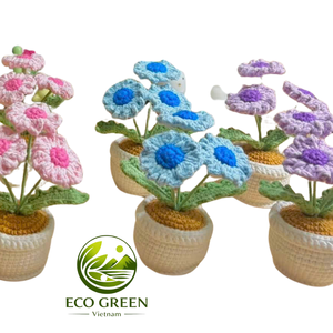 Plantes en pot au crochet personnalisées en gros, fleurs en fil tricoté faites à la main, mini décoration de bureau pour la maison, le bureau, les cadeaux et la vente au détail - Product Image 3