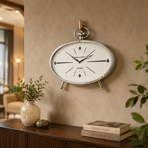 <b>Clock</b> Vintage Silver Oval Table <b>Clock</b> Quartz Analog Desktop Timepiece Decorative Mantel <b>Clock</b> for Home Office Living Room Decor - Product Image 4