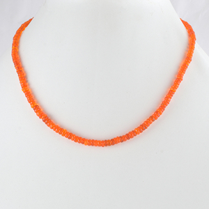 Collar de Ópalo de Fuego Naranja con Cuentas, Cierre de Plata Esterlina, Collar de Cristal Curativo, Regalo para Ella, Gargantilla de Piedra Preciosa Naranja - Product Image 4