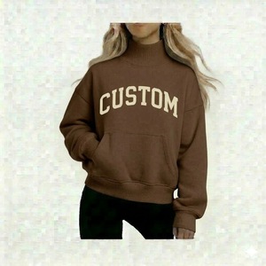 Sudadera de invierno de forro polar con cuello simulado y manga larga para mujer, estilo oversize con hombros caídos, estampado personalizado - Product Image 1
