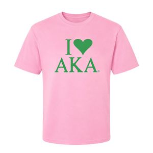 Camiseta I Love AKA, camiseta de algodón bordada en rosa y verde, Top informal de manga corta a la moda para mujeres y hombres, ropa cómoda de verano - Product Image 1