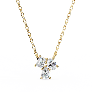 Collier Pendentif en Argent 925 Or Rose avec Moissanite Taille Émeraude, Chaîne à Maillons Géométriques, Ras-de-cou Minimaliste, pour Mariage et Usage Quotidien, Unisexe - Product Image 4