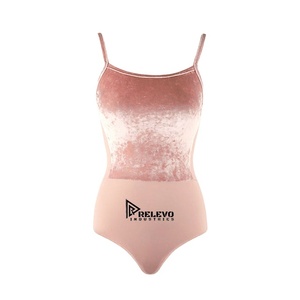 Justaucorps personnalisé en velours écrasé 240 GSM, polyester élasthanne, bretelles spaghetti, bicolore, extensible, pour la danse, la gymnastique et l'entraînement - Product Image 2