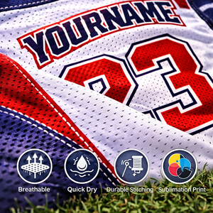 Camisetas de fútbol americano personalizadas para equipos y ligas, de secado rápido, transpirables, de poliéster, con nombre y número del jugador sublimados. - Product Image 3